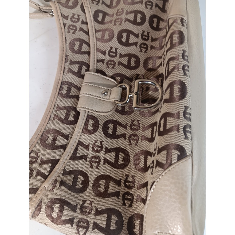 Etienne Aigner Vintage Pre-Owned Cloth w/Leather Short Strap All Over A Logo - Picture 3 of 10
